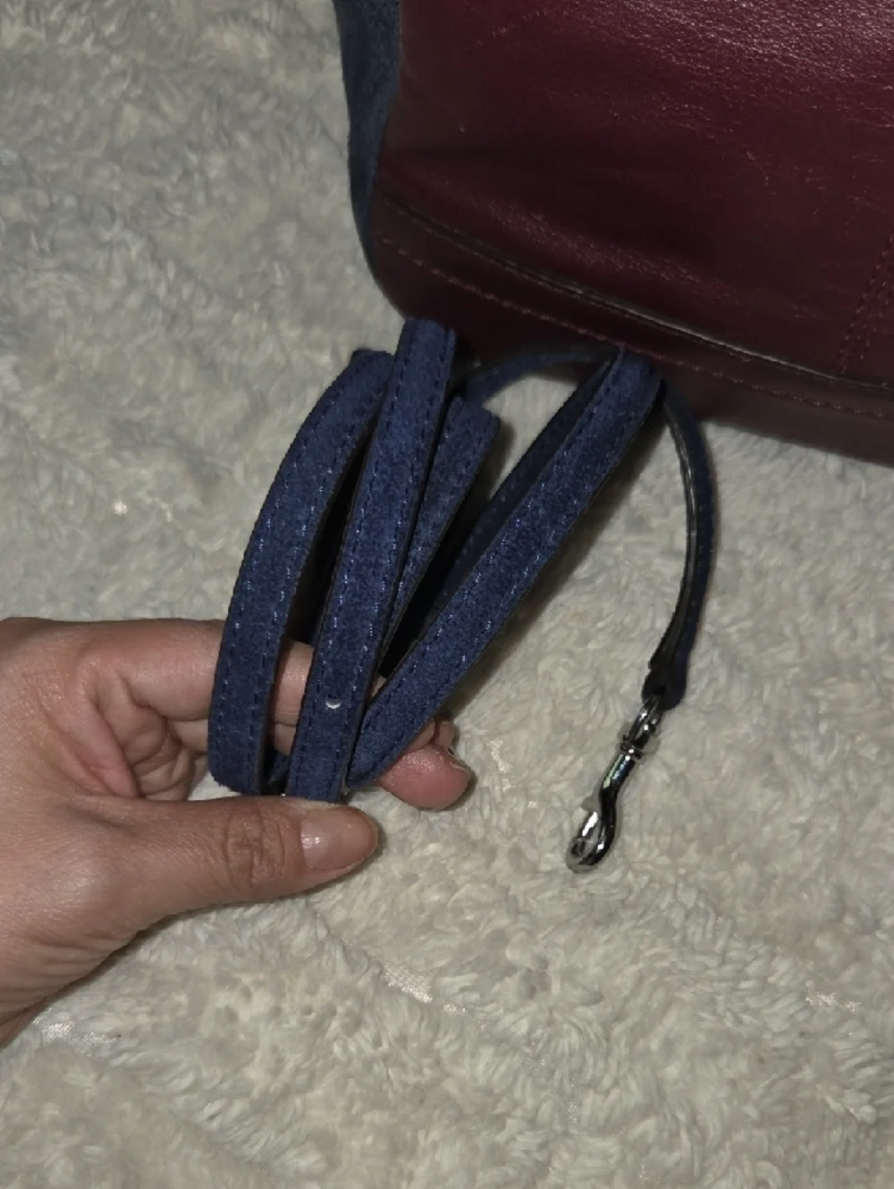 Coach Color Block Tote with Fuchsia Burgundy Quilted Front and Navy Accents - Picture 7 of 14